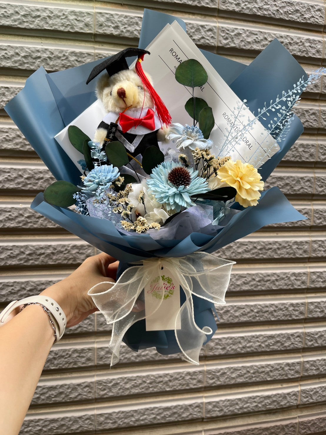 畢業熊花束-中型約30*40(寬高)