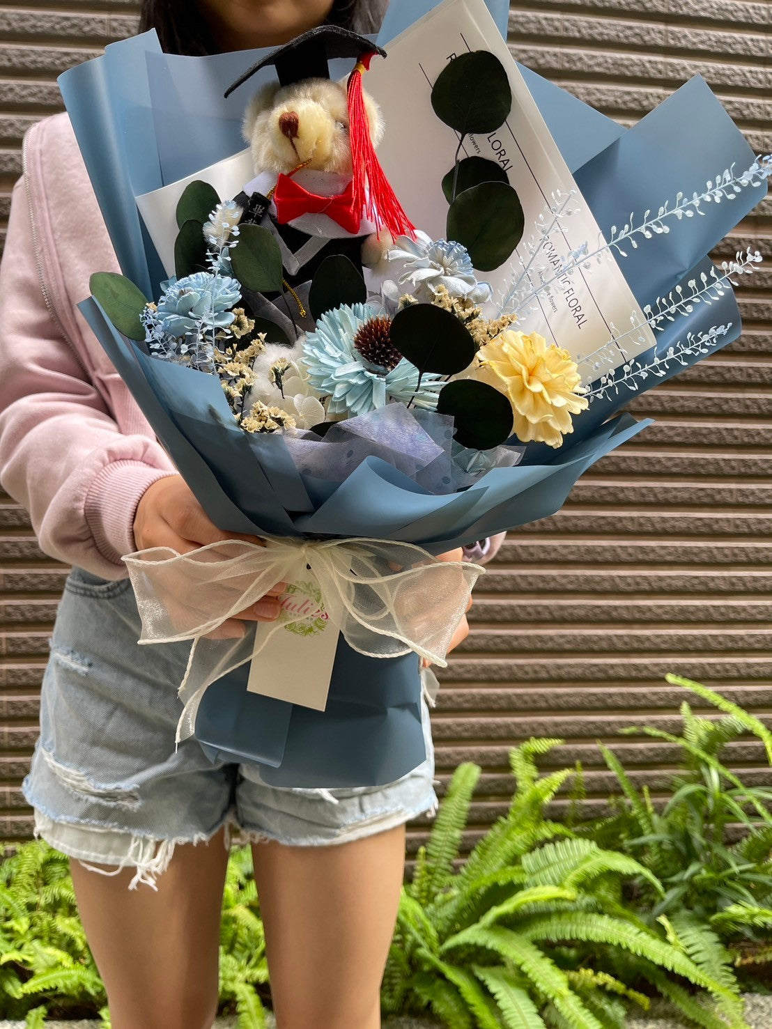 畢業熊花束-中型約30*40(寬高)
