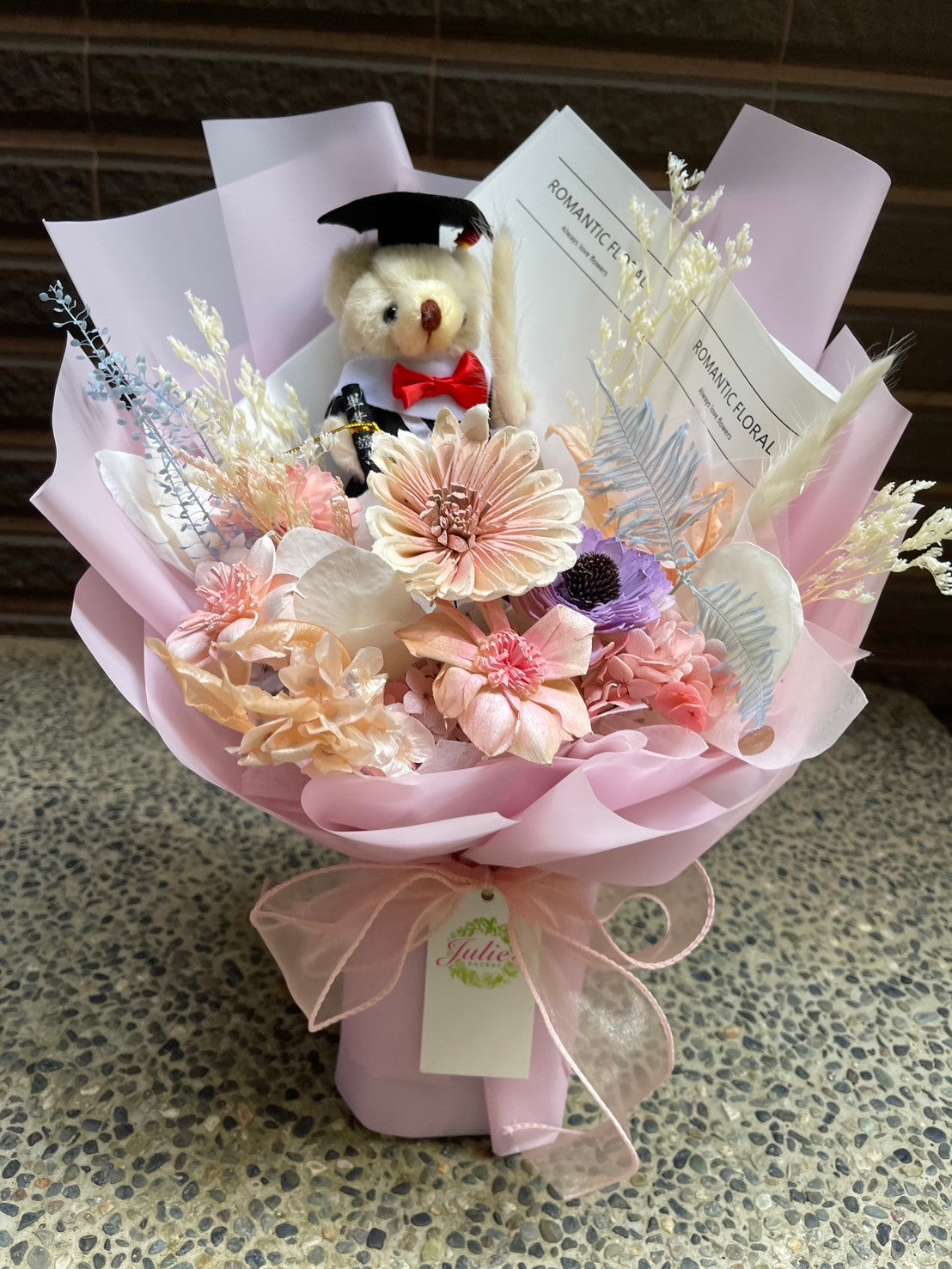 畢業熊花束-中型約30*40(寬高)