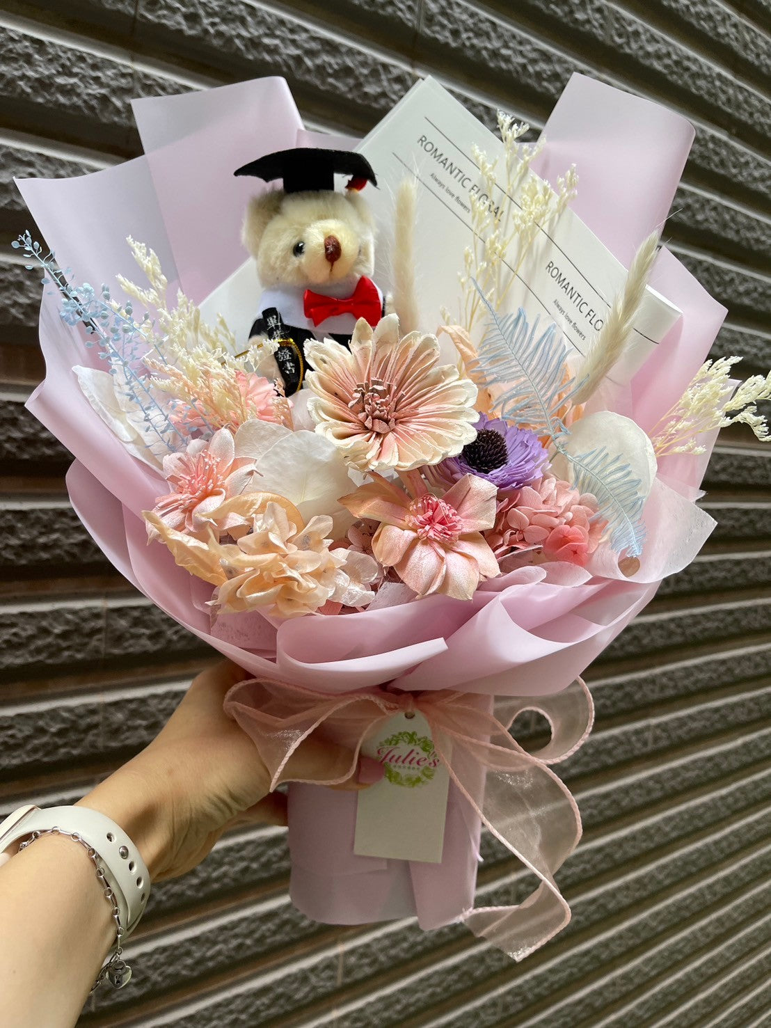 畢業熊花束-中型約30*40(寬高)
