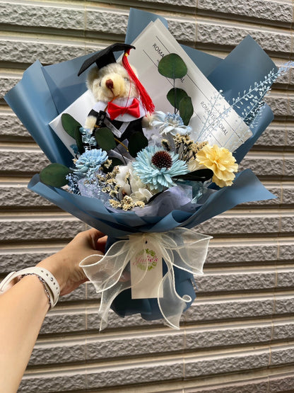 畢業熊花束-中型約30*40(寬高)