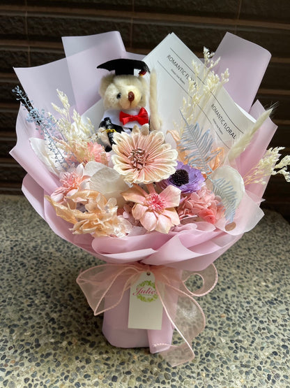 畢業熊花束-中型約30*40(寬高)